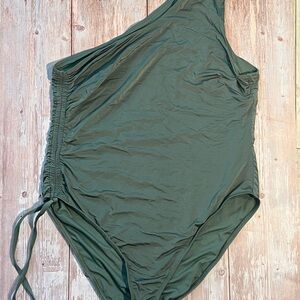 ASOS Design One-Shoulder Green Swimsuit